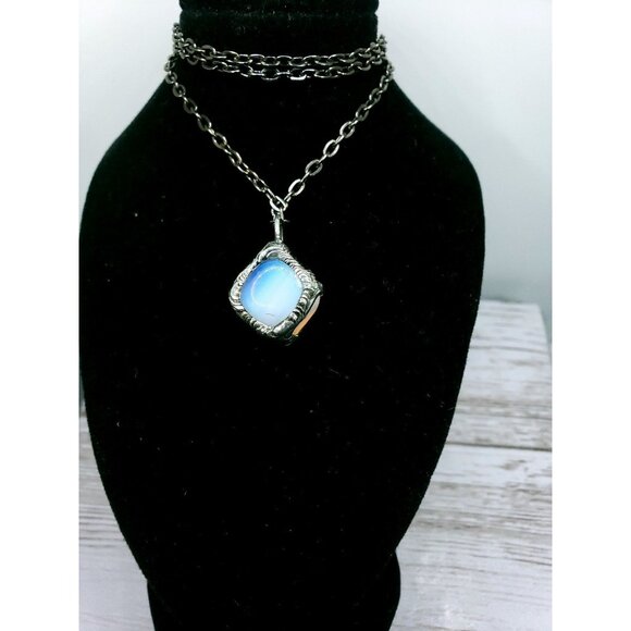 Opalite cube crystal necklace handmade ooak jewelry - Picture 10 of 12
